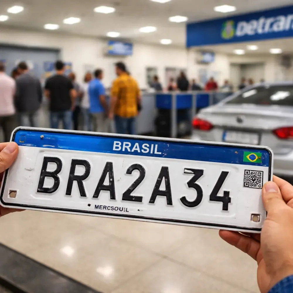 Placa Mercosul em atendimento veicular